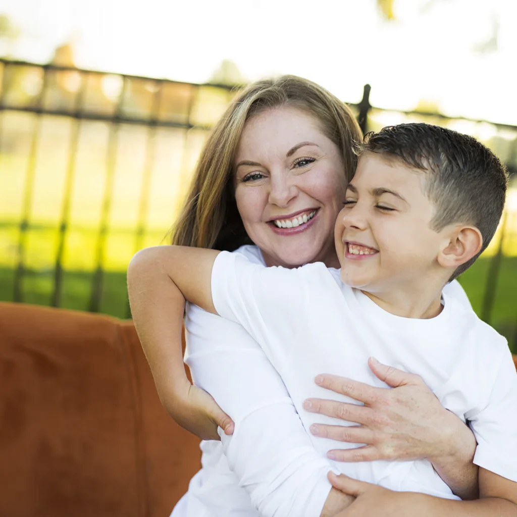 loving single mother and her son