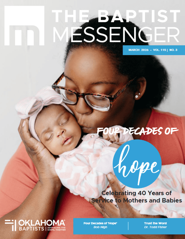 A mother kisses her sleeping baby, representing 40 Years of Hope through the care and support provided by Hope Pregnancy Center in Oklahoma.