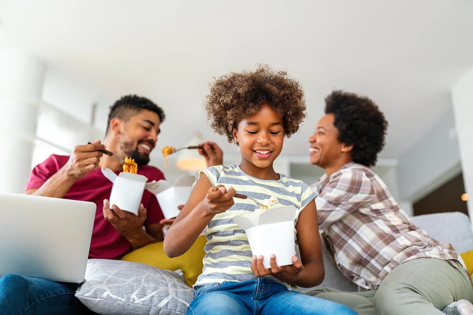 oklahoma foster family enjoying a meal together at home